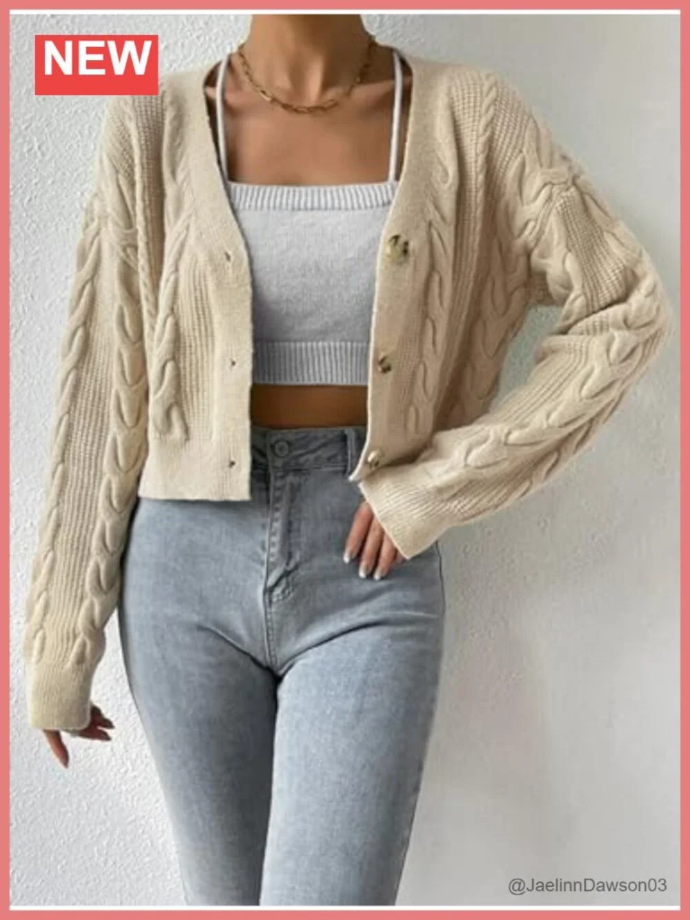 Women's Long Sleeve Button V Neck Cable Knit Cardigan Sweater